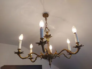 Lámpara araña vintage dorada