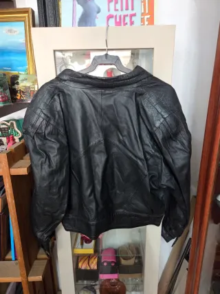 Chaqueta Cuero Vintage Negra
