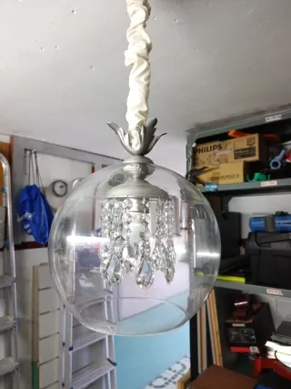 Lámpara colgante cristal y metal