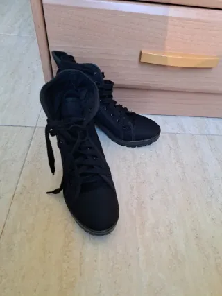 Botines negros tacón plataforma talla 36
