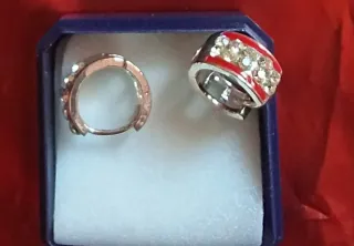 Pendientes Aro Rojo y Plateado