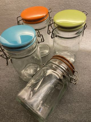 4 Tarros de Cristal con Tapa