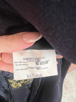 Abrigo Lana y Cachemira Burberry Vintage Negro