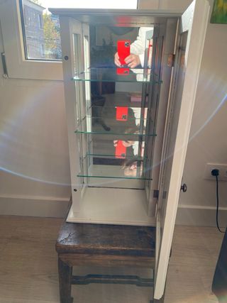 Vitrina con cristales emplomados y madera