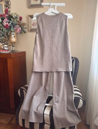 Conjunto Zara dos piezas punto beige