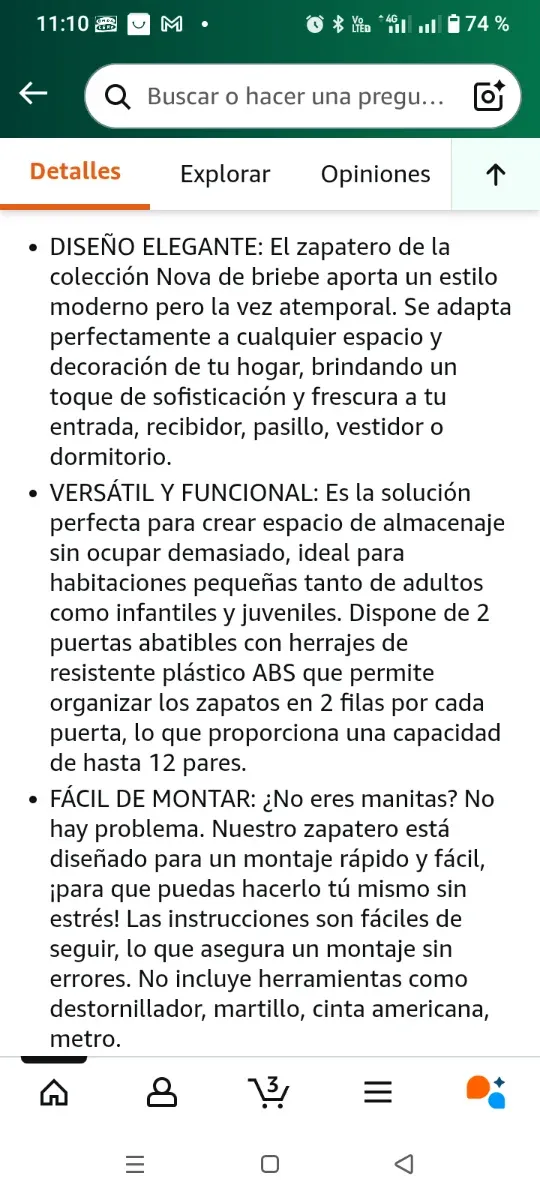 Zapatero blanco con 2 cajones