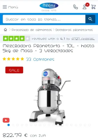 Mezcladora Planetaria Profesional Máxima 10L
