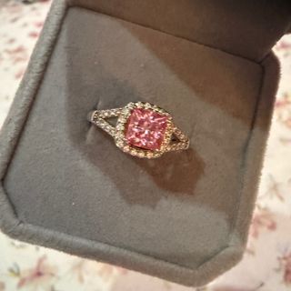 Anillo Moissanita Rosa Plata 925 Ajustable