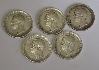 Seria 5 lire Aquilotto Argento 5 monete 1926-30