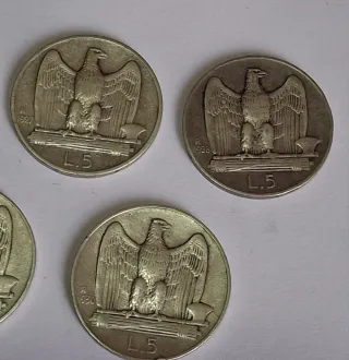 Seria 5 lire Aquilotto Argento 5 monete 1926-30