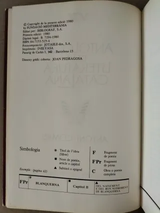 Llibre Antologia de la literatura catalana