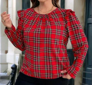 Blusa Escocesa Roja Talla grande 52-54-56