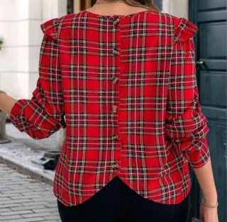 Blusa Escocesa Roja Talla grande 52-54-56