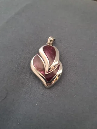 Colgante Plata Diseño Floral Morado