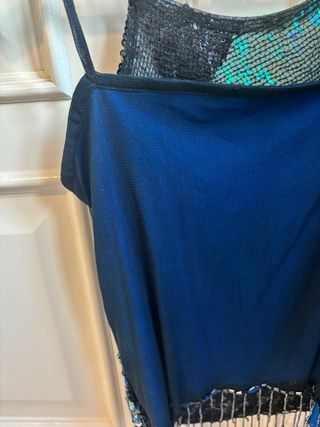 Top lentejuelas azul y multicolor