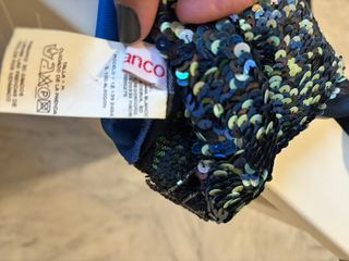 Top lentejuelas azul y multicolor