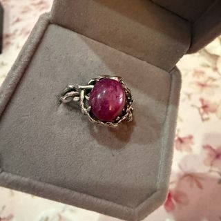 Anillo Plata 925 con Rubí Natural Ajustable