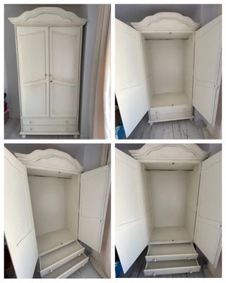 Armario blanco de madera con cajones