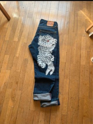 Evisu Jeans Pesce Koi Ricamo Taglia 34x34