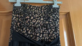 Vestido fiesta negro y dorado lentejuelas