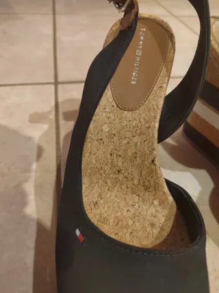 Sandali Zeppa Tommy Hilfiger Donna Nero Argento