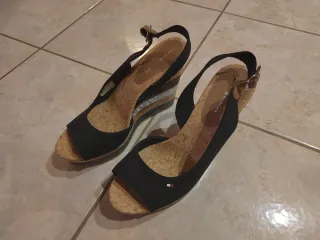 Sandali Zeppa Tommy Hilfiger Donna Nero Argento