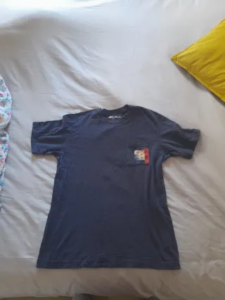 Camiseta manga corta hombre azul bolsillo