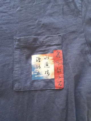 Camiseta manga corta hombre azul bolsillo