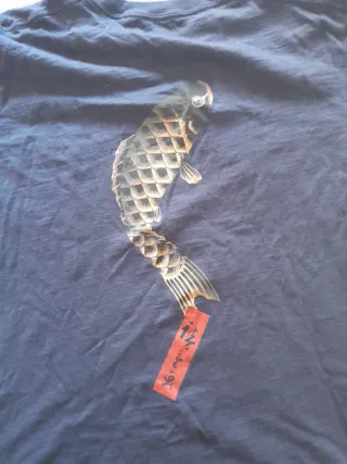 Camiseta manga corta hombre azul bolsillo