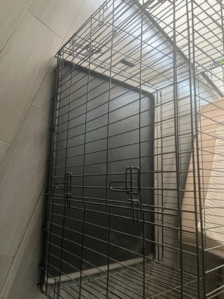 Jaula XL metálica negra plegable 2 puertas