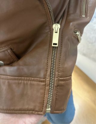 Chaqueta de piel Massimo Dutti marrón