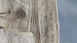 Pull&Bear Pantalón Corto Blanco Talla M