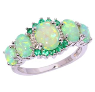 Anillo Ópalo Verde y Fuego Talla 9