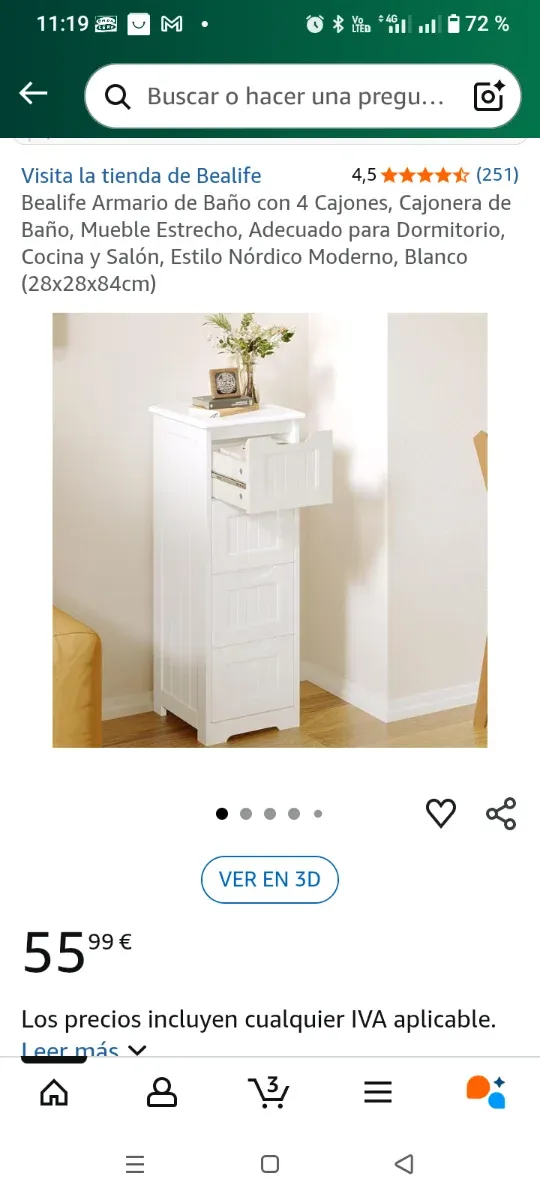 Armario blanco multiusos de madera