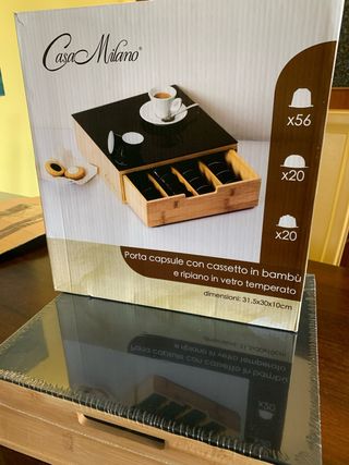 Porta capsule Casa Milano bambù e vetro temperato