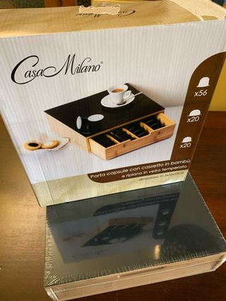 Porta capsule Casa Milano bambù e vetro temperato