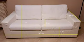 Divano 4 posti bianco in tessuto