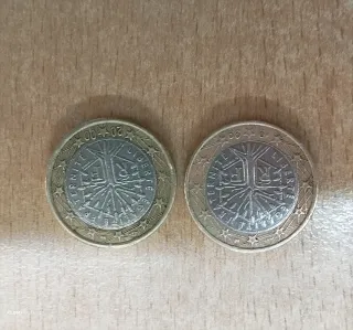 2 Monedas 1 Euro Francia Distinto Color