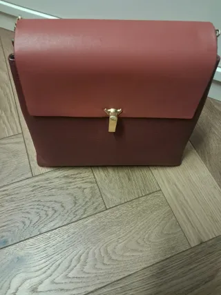 Borsa donna pelle marrone e rossa
