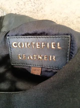 Vestido Cortefiel Negro Punto y Piel Talla 42