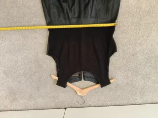 Vestido Cortefiel Negro Punto y Piel Talla 42