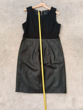 Vestido Cortefiel Negro Punto y Piel Talla 42