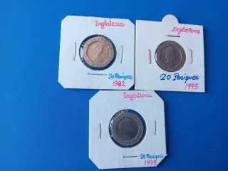 3 Monedas 20 Peniques Inglaterra