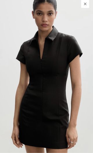 Vestido negro corto cremallera escote Mango nuevo
