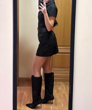 Vestido negro corto cremallera escote Mango nuevo