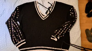 Jersey Negro con Lentejuelas Plateadas