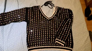 Jersey Negro con Lentejuelas Plateadas