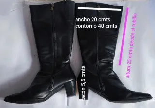 BOTAS MUJER PIEL  NEGRAS ANCHO ESPECIAL