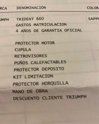 Triumph Trident 660 Blanca limitada