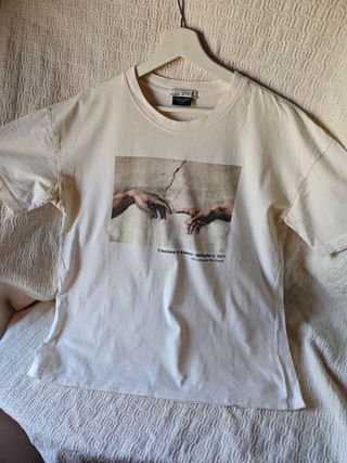 Camiseta manga corta pull&Bear mujer talla M cuadr